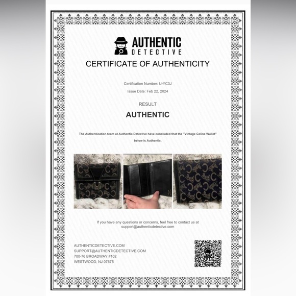 Celine Bi-fold Carriage Sulky Jacquard Leather Navy color vintage - Picture 4 of 8